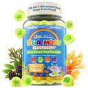 Sea Moss + Elderberry Gumies za otroke in odrasle, 19-IN-1 Super Hrana s Spirulina, Algae Omega 3, Algae Calcium, Ashwagandha, Gobe, Vitamini D3, C za Imune, Gut, Bone, Energy, Brain,Vegan 60Cts