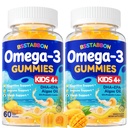 Vegan Omega 3 Gumiji za otroke 4+: Natural Omega-3 Maščobne kisline dodatek DHA EPA z vitaminom D3 B12 Probiotični lutein cink za splošno zdravje - Brez okusov rib Multivitamin za otroke(120Count)