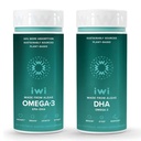 Iwi Omega-3 & DHA Omega-3 Bundle, 30 Služabniki, Veganska rastlina na osnovi Algae Omega 3, Krill & Fish Oil Alternative, Brez ribjega pookusa
