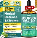 HIIHONE (2 paket) 12 v 1 Soursop Bitters tekoče kapljice z morskim mossom, črno seme olje, Moringa za podporo celic in regeneracijo, Immuniteta, jetra, Gut & Antioksidant - 2 Fl Oz