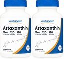 Nutricost Astaksantin 12mg, brez GMO in glutena, 120 softgels (4 mesec dobave) (paket z 2)