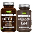 Čista in esencialna visoka absorpcija Omega-3 Divje ribje olje 1360mg + žive kulture+ Lab4 probiotiki Bunde, 1000 mg EPA & DHA z astaksantinom + 25 milijard CFU Lactobacillus Acidofilus & Bifidobacterium wi