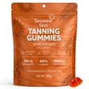 Savanna Skin Tanning Gumies, z vitaminom C & E, astaksantin, beta karoten, kožo Radiance & Hidracija za naravni videz Glow, Bronzing, Non-GMO, Vegan & Sugar Free - 60 Count (1)