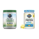 Vrt življenja Raw Organic Perfect Food Green Superfood Soiced Greens Powder - Original Stevia-free & Organic Vegan Vanilla Protein Powder 22g