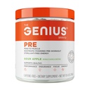Genius Pre Workout Powder, Sour Apple - All-Fratic Nootropic Pre-Workout & Caffeine-free Nitric Oxide Booster Supplement with Beta Alanine & Alpha GPC - Brez umetnih arom, sladil ali barv