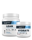 Prozorni laboratoriji Lean Pre-Workout (30 strežnice, modra malina) & Hidrate Elektroliti Powder (40 strežnice, Tropical Punch)