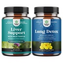 Sveženj za čiščenje jeter Detox in popravila - Milk Thistle dodatek za prebavljanje in imuno zdravje z Beetroot & Artichoke in Lung Detox Mullein List kapsule z NAC Quercetin & Cordyceps ekstrakti