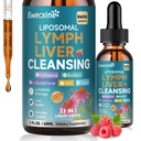 Liposomske limfatične kapljice za čiščenje in jeter, 23-v-1 z Echinacea, NAC, TUDCA, L-glutation, Burdock za limfo, razstrupljanje in popravila jeter, Imunska podpora, Raspberry Flavor, 2 fl oz dodatek
