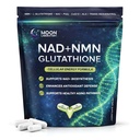 NMN + L-glutatione dodatek – NAD+ podpora, mitohondrijska energija in antioksidant obramba z CoQ10, NAC, PQQ & Alfa lipojska kislina – 120 kapsul. Znova napolni paket
