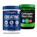 Orgatin Kreatin monohidrat v prahu 17.64 Oz (100 strežnikov) & kolagen peptides v prahu 1lb (20g travna krma)