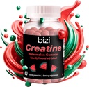 Bizi Kreatin Watermelon Gumies za moške in ženske, Kreatin monohidrat Gumies, lubenica aroma Kreatin Gummy, vadba, mišična rast, & regeneracija dodatek, Vegan & Gluten brezplačno (60 ct)
