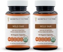 Skrivnosti kapsul Tribe Wild Yam 1000 mg Odgovorno gojeni USDA organski divji jam (Dioscorea Villosa) posušene korenine, Hormone podporo dodatek (2x60 Kapsule)
