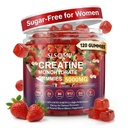 Kreatin Gummies za ženske, 5000mg pred treningom mišična moč in energijska podpora, 0 Sladkor Kreatin Gummy z L-Tavrin, cink, B12 B6, Jagodna aroma, Vegan - 120 Gummies