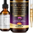 2 Pack mleko Thistle kapljice za čiščenje jeter Detox in popravila, mleko Thistle Extract tekoči dodatek z Dandelion & Artichoke za podporo jeter, Vegan, Organic, Alkohol-free, 4 FL Oz