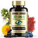 37 v 1 Eye Vitamini z Lutein in Zeaksantin dopolnilo – dodatek za oči s CoQ10, Omega-3, Minerali za zdravje oči podpora za odrasle in starejše, Dnevni Vision dodatek, 120 črne softgels
