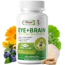 Eye + Brain Supplements za spomin in fokus, Lutein 40mg, Zeaksantin, Astaksantin, borovnica, Levja Mana, Bacopa Monnieri, Ginkgo Biloba, 14 v 1 oči Vitamini za odrasle in starejše 120 Kapsule