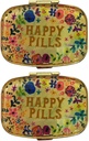 AmyZone Metal Pill Organizator Potovanja Prijazno Portable Compact Pill Box Lepe tablete Primer za zadrževanje vitaminov/tylenol/ribje olje/dodatki/zdravila/tablete/tablete za torbice/kocke (srečne tablete 2 kosov z ogledalom v notranjosti)