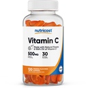 Nutricost Vitamin C Gummies (500mg) 120 Gummies - narejen z naravnimi arome & 556% DV vitamina C, Vegan, brez GSO, Gluten-free, 30 Servings