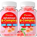 Ekološko metilirani vitamin B Gumiji: Naravni kompleks dodatek z B1 B2 B3 B5 B6 B7 B9 B12 Plus D3 Cink Magnezij Ashwagandha Omega3 - Energetska podpora za delo Odrasli moški(120Count)