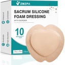 Sacral Foam Dressing, Sacrum Silicone Foam Dressing with Border, 7x7 Large Bandage for Bed Sores On Buttocks, Super Absorbent Pressure Sore Prevention Pads, Waterproof & Breathable Wound Dressing (10)
