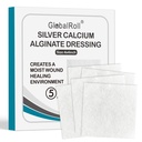 Silver Calcium Alginate Wound Dressing Pads, 4" x 4" Non Stick Gauze 5Packs Individual Wrapped Silver Dressings Highly Absorbent Sterile Bandage Pads for Wound Care