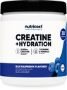 Nutricost Kreatin Monohidrat + Hidracija Modra malina arome (30 strežnice) - 7 Vitamini & minerali, 5000mg kreatina na postrežbo