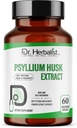 Dr. HERBALIST Psyllium Husk Extract 1000mg na serviranje (Plantago Ovata Fiber Supplement)– 60 Veg kapsule – hitra absorpcija, Nežen na želodec, podpira prebava & Dnevna Fiber.