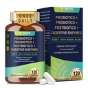 Totaria 5-in-1 60 milijarda CFU probiotik prebiotik in postbiotik za ženske in moške, w/prebavni encimi, spolzka elm, Daily Complete Gut Health, Digestive & Immune Support, 4 Mesec dobave, Vegan