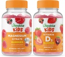 Življenjski Magnezij Otroci + Vitamin D Otroci, Gummies Bundle - odličen okus, Vitamin dodatek, Gluten brezplačno, GSO brezplačno, Žvečljivi gumi