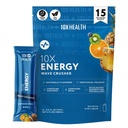 10X Health - Energy Wave Crusher - Energy Drink z 200mg kofeina, BCAA, vitamini B, pospešena absorpcija - Tropski Punch Pred-workout Drink - 15 Drink Mix Packets (Wave Crusher - Energy)