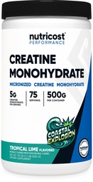 Nutricost Kreatin Monohidrat v prahu (Coastal Explosion, 500 Gram) - Micronized Creatine dodatek - Vegan, brez GSO, brez glutena