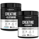 Jacked Factory Kreatin + Glutamin - Kreatin dodatek z L-glutamin za obnovo mišic, mišična rast, povečana moč (30 Serving, Unflavored & 30 Servings, Modra malina)