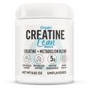 Orgain Mikroniziran Kreatin Monohidrat Lean Muscle Powder s presnovo Mešanica, nearomatizirana, 50 Serving, Podpira mišično moč in zdravje možganov, Brez mleka ali soje, Gluten prost, Vegan