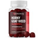 Horny Goat Weed Gumies z vitaminom B12 - Energija, vzdržljivost in zmogljivost Podpora za zdravje moških - 60 Count - Vegetarijansko-prijateljski, Non-GMO, pektin-Based - Raspberry Flavor, 1 Mesec dobave