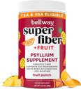 Bellway Super Fiber Powder + Sadje, brez sladkorja Organski Psylium Husk Powder Fiber Dodatek za regularnost, Bloating Relief & Prebavljivo zdravje, na bazi rastlin, Sadni Punch (50 obroki)