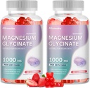 Magnezij Glycinate Gumies 1000mg - Brez sladkorja Magnezij Kalij dodatek z vitaminom D, B6, CoQ10 za mirno Mood in podporo za spanje - 120 Jagode