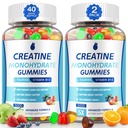 Kreatin Gummies za moške in ženske - Kreatin monohidrat Gummies 5g, Muscle Builder, Energy Boost & Predworkout dodatek, Nizki sladkor Taurin žvečljivi Gummi 2 paket