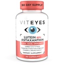 Viteyes Lutein & Astaksantin – lajšanje utrujenosti oči, Hydrate & Firm koža, zaščita modre svetlobe, Imunska podpora, 20 mg Lutein, 4 mg astaksantin, vitamini za oči, zdravnikova zanesljiva znamka, 30 kapsul