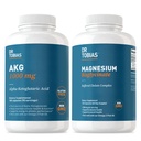 Dr. Tobias AKG Supplement & Magnezijev bisglicinat - Podpora energijske ravni, mišice, živcev in kosti zdravje z visoko absorpcijo magnezija in biorazpoložljivi AKG, Vegan, ne-GMO