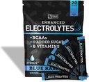 Izboljšani elektrolitski pudrasti paketi (modra malina) w/ 0 sladkor + BCAAs +B- vitamini Elektrolitski dodatek w Kalijev cink in magnezij za hidracijo - Keto Elektroliti