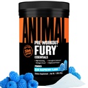 Animal Fury - Pre Workout Powder Supplement for Energy and Focus - 5g BCAA, 350mg Kofein dušikov oksid brez Kreatin - Močan Stimulant za bodybuilders - Modra malina