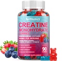 Kreatin monohidrat 8000mg Gumiji z BCAA, L-karnitinom, tavrinom in vitaminom B12 - Pre vadbeni dodatek za mišično rast, moč in energijo, žvečljivi gumiji, 90 za moške in ženske