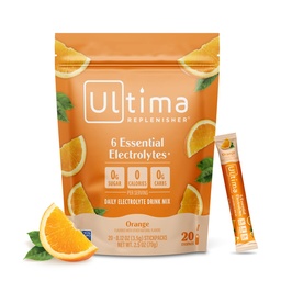Ultima Replenisher Daily Electrolyte Powder Drink Mix – Sugar Free – Orange, 20 Stickpacks – Hydration Packets s 6 Key Elektroliti in Trace Minerals – Keto Friendly, Vegan, Non-GMO