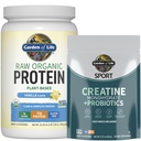 Vrt življenja Beljakovine & Kreatin Bundle – Vegan Vanilla Protein Powder 20 Serving with BCAAs, Probiotics & Enzymes + Kreatin Monohidrat Pred vadbo 60 Serving for Muscle, Jakost & Performance