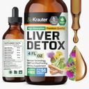 BIO KRAUTER® Jetrna čistila Detox in popravila* - Veganska tekoča jetrna podpora z mlekom Thistle, Chanca Piedra, Kurkurja, Dandelion Root & Artichoke 700 mg - 4 Fl.Oz 56-Dan dobave - Alkohol in sladkor brez