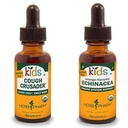 Herb Pharm Kids Certified-Organic Alkohol-free Cough Cruser Liquid Herbal Formula, 1 Ounce & Kids Certified-Organic Alkohol-free Echinacea Glycerite Liquid Extract, 1 Ounce
