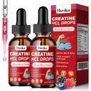 Kreatin HCL tekoče kapljice za moške in ženske, kreatin hidroklorid z L-karnitinom, L-glutaminom, BCAA, vitamin B12 in B6 za rast mišic in regeneracijo vegana, mešana aroma jagod, 4 Fl Oz