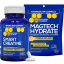 NARAVNI ZASTAVI Kreatin Monohidrat & Magtech Hydrate Bundele - 2500mg Kreatin + 200mg Elementarni magnezij na strežbo - Podpira Hidracijo, zdravje možganov in vzdržljivost - 44 Skupno serviranje