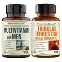 Multivitamin for Men & Tribulus Terrestris with DHEA and Tongkat Ali – Complete Men's Health Bundle for Energy, Vitality, Hormone Balance & Workout Performance