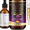 Organsko mleko Thistle Extract Tekoči za čiščenje jeter Detox in popravila, Silymarin mleko Thistle kapljice dodatek z Dandelion & Artichoke za podporo jeter, Vegan, Alkohol brez, 2 FL OZ